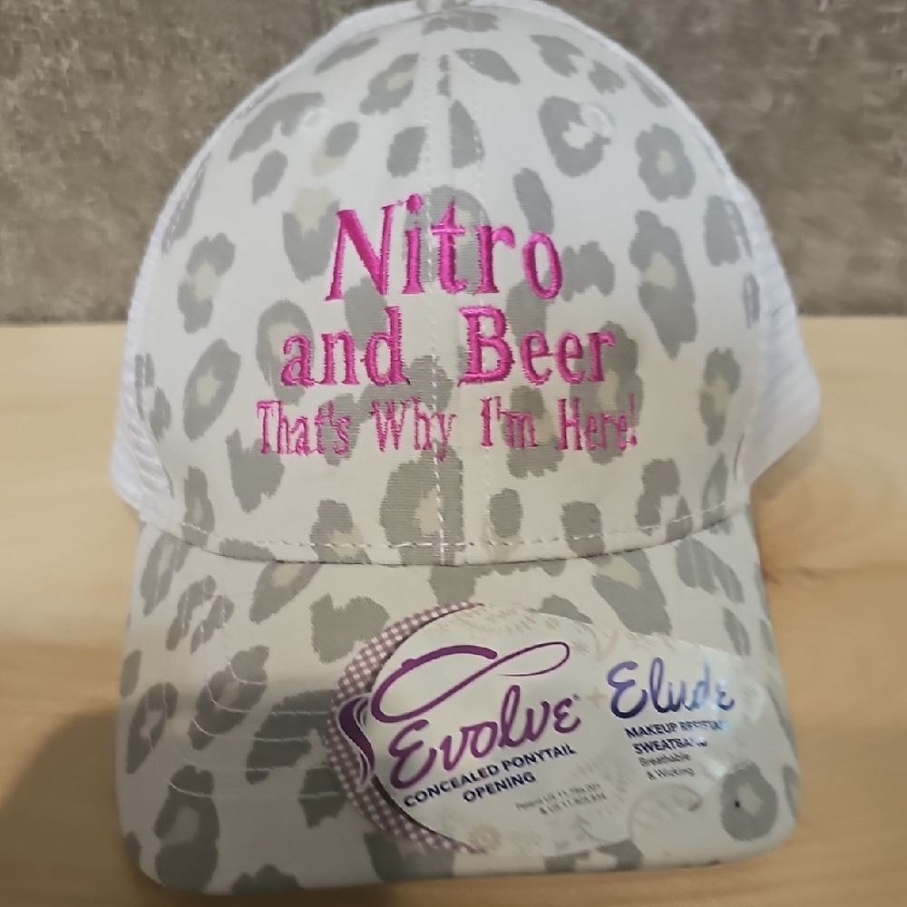 Infinity Raine White and Gray Leopard Print Hat